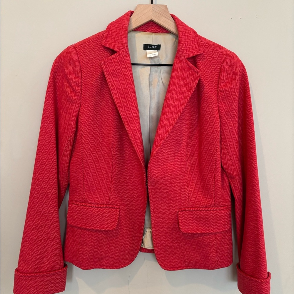 J.Crew women’s herringbone deep pink blazer size 4